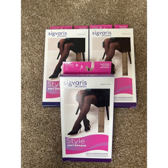 SIGVARIS Women’s Style Soft Opaque 840 Closed Toe Pantyhose 15-20mmHg - Chai NEW - Picture 1 of 4